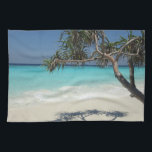 Tropical Blue Ocean Beach Scene Photo Kitchen Towel<br><div class="desc">A kitchen towel with a beautiful sunny photograph. Turquoise tropical blue ocean waters,  with a white sandy beach. A solo tropical tree provides a nice place to relax and enjoy this scenic idyllic spot.</div>