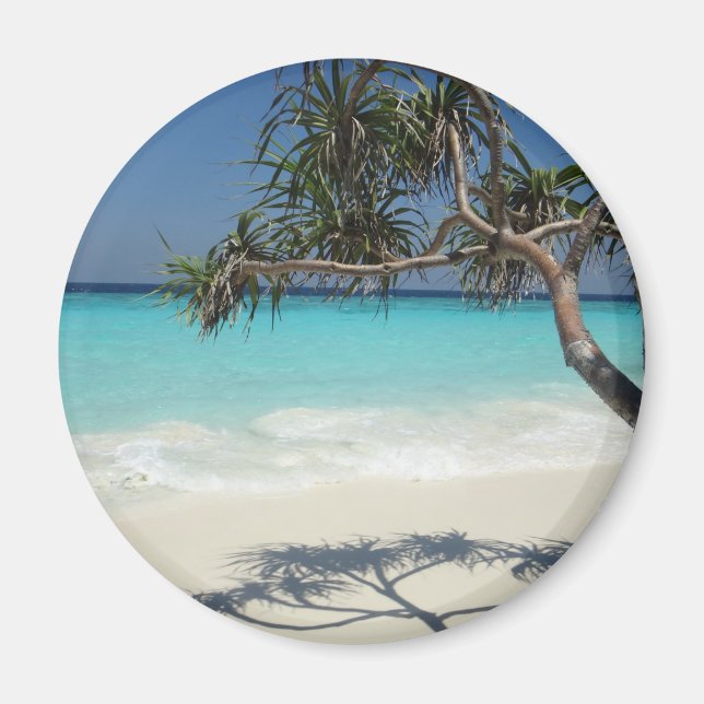 Tropical Blue Ocean Beach Scene Photo Magnet (Front)