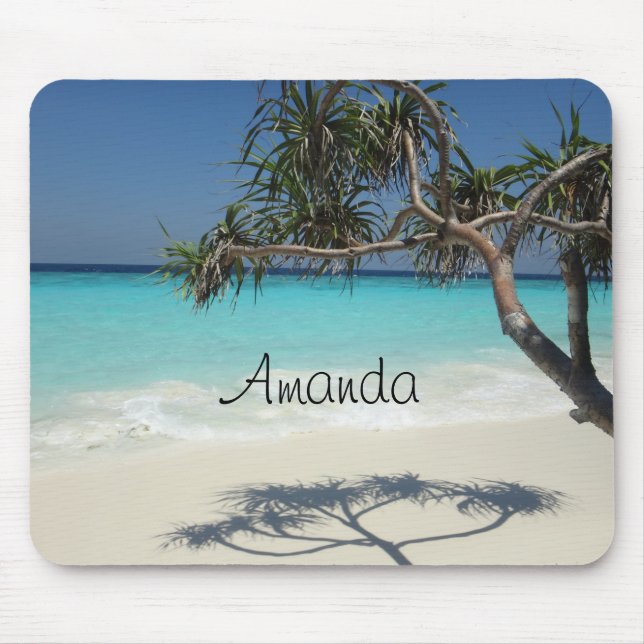 Tropical Blue Ocean Beach Scene Photo Mouse Pad (Front)