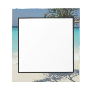 Tropical Blue Ocean Beach Scene Photo Notepad
