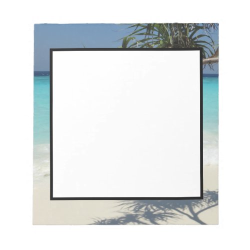 Tropical Blue Ocean Beach Scene Photo Notepad