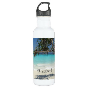 Tropical Blue Ocean Beach Scene Photo Stainless Steel Water Bottle