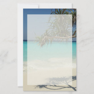 Tropical Blue Ocean Beach Scene Photo Stationery