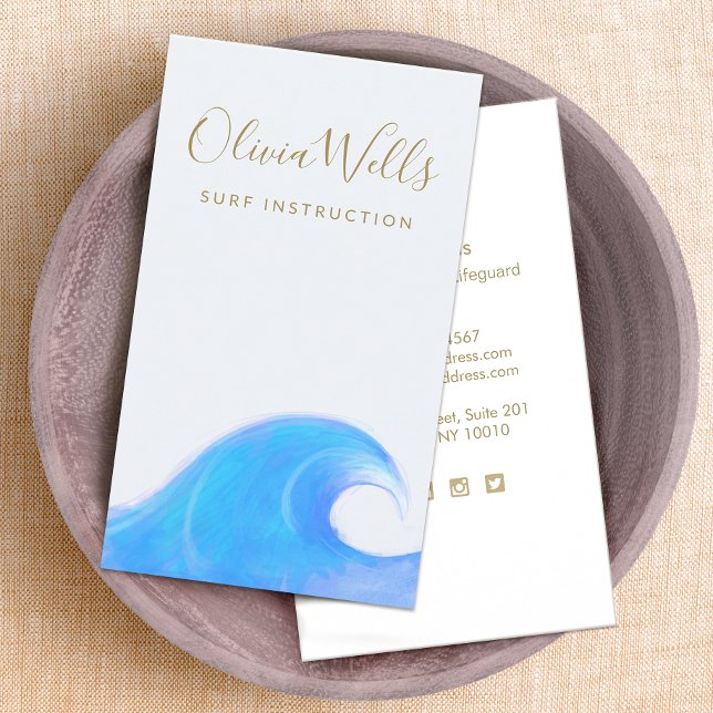 Tropical Blue Ocean Surf Wave  Business Card (Creator Uploaded)