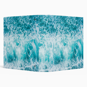 Tropical Blue Ocean Waves 3 Ring Binder