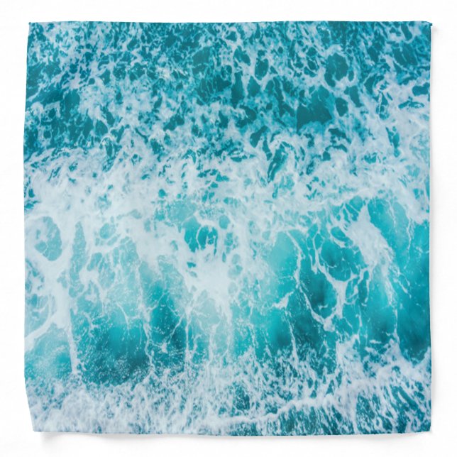 Tropical Blue Ocean Waves Bandana (Front)
