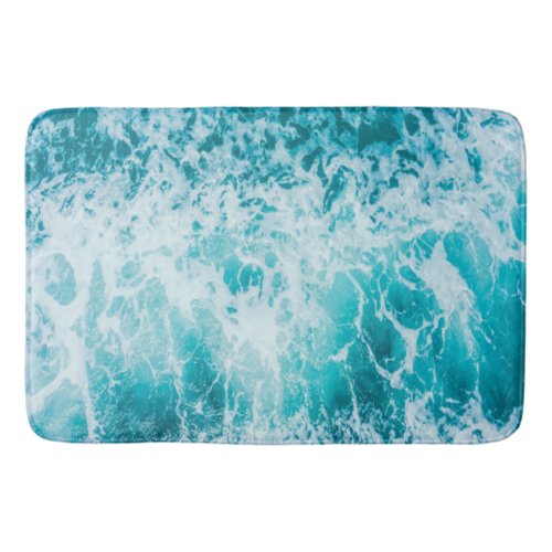 Tropical Blue Ocean Waves Bath Mat