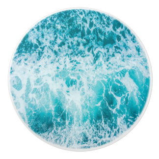 Tropical Blue Ocean Waves Ceramic Knob
