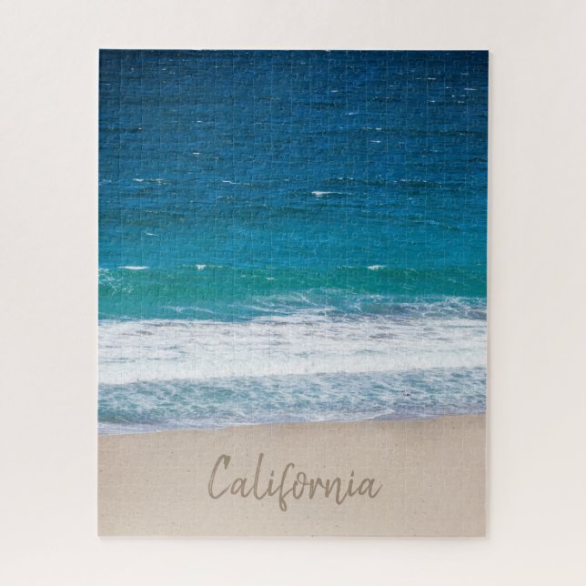 Tropical Blue Ocean Waves Custom California Beach Jigsaw Puzzle (Vertical)