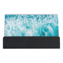 Tropical Blue Ocean Waves  Desk Business Card Holder