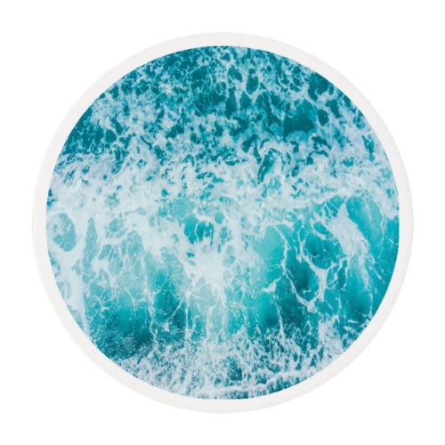 Tropical Blue Ocean Waves Edible Frosting Rounds