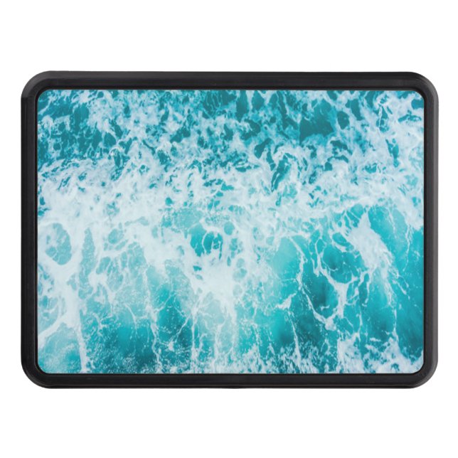 Tropical Blue Ocean Waves Hitch Cover (Front)