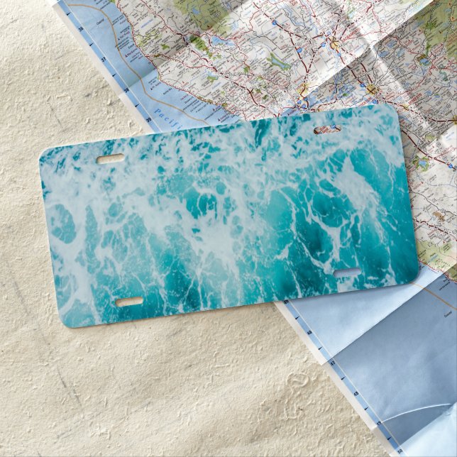 Tropical Blue Ocean Waves License Plate (In Situ)