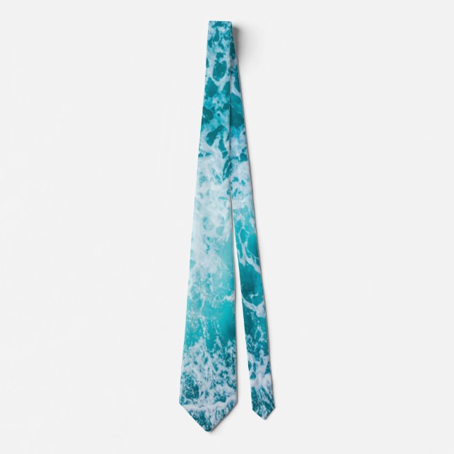 Tropical Blue Ocean Waves Neck Tie (Front)