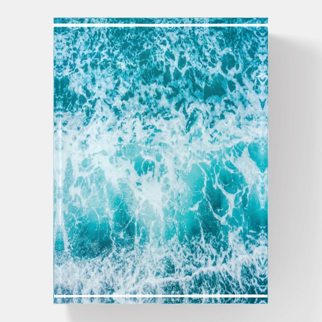 Tropical Blue Ocean Waves Paperweight (Vertical)