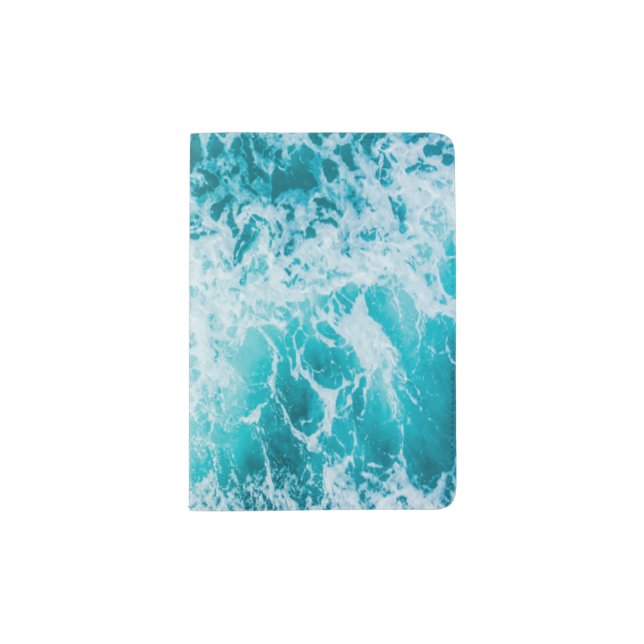 Tropical Blue Ocean Waves Passport Holder (Front)