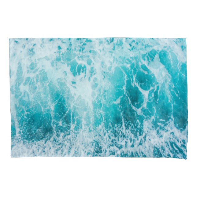 Tropical Blue Ocean Waves Pillow Case (Front)