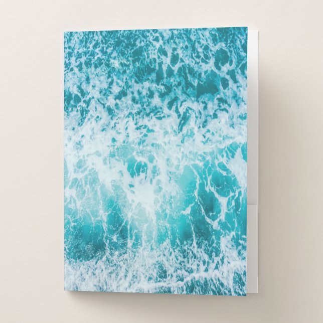 Tropical Blue Ocean Waves Pocket Folder (Front)