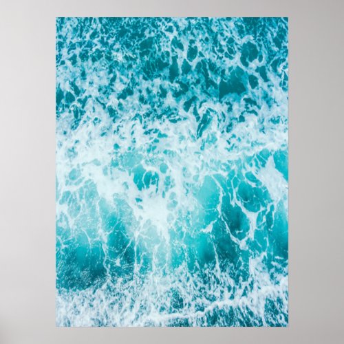Tropical Blue Ocean Waves Poster