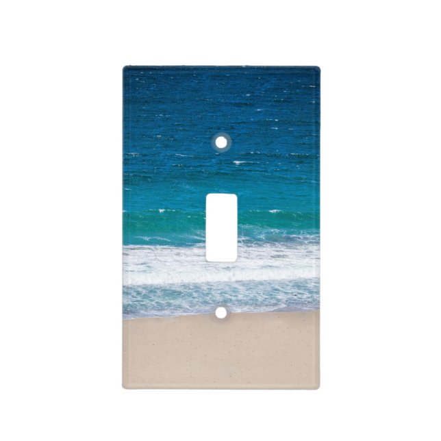 Tropical Blue Ocean Waves Sandy Beach Light Switch Cover (Front)
