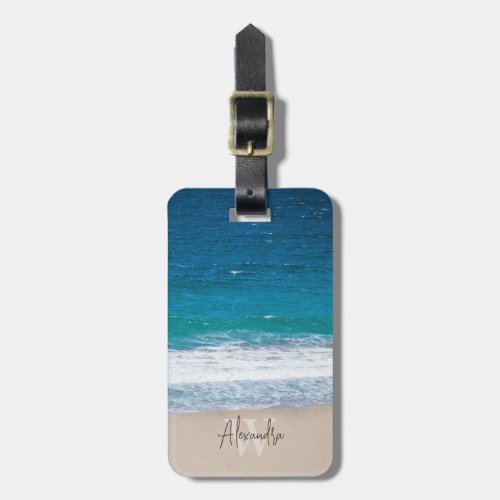 Tropical Blue Ocean Waves Sandy Beach Personalized Luggage Tag