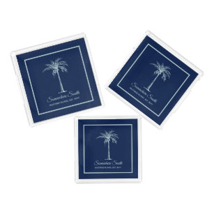 Tropical Blue Pale Teal Palm Tree Custom Acrylic Tray