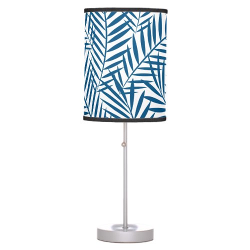 Tropical blue palm leaf table lamp