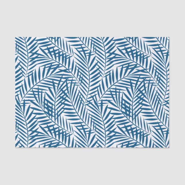 Tropical blue palm leaf tissue paper (Front)