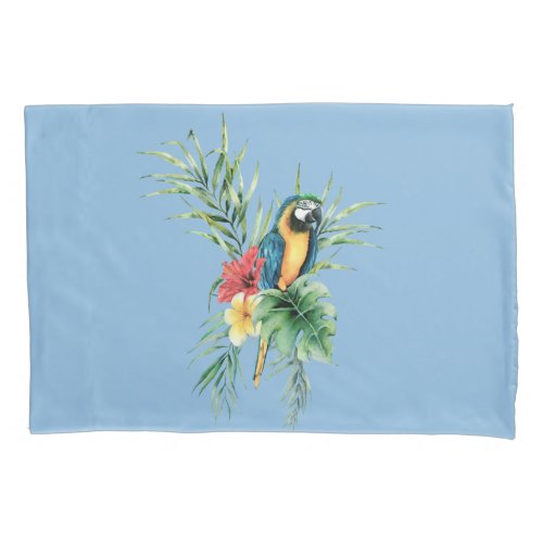 Tropical Blue Parrot 1 side Pillowcase