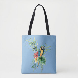 Tropical Blue Parrot All-Over-Print Tote Bag