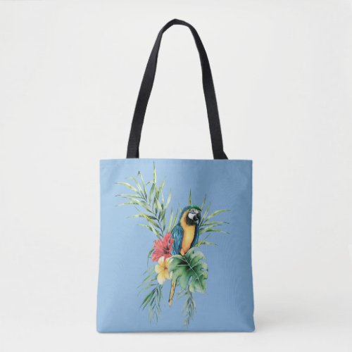 Tropical Blue Parrot All_Over_Print Tote Bag