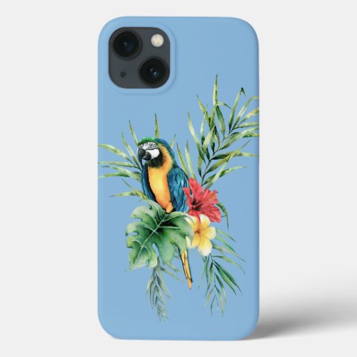 Tropical Blue Parrot iPhone 13 Case