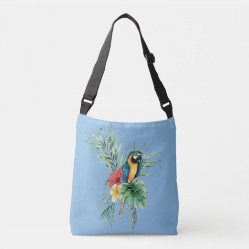 Tropical Blue Parrot Cross Body Bag