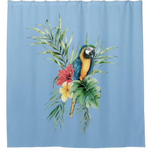 Tropical Blue Parrot Shower Curtain