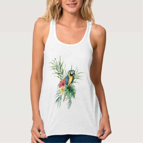 Tropical Blue Parrot Tank Top