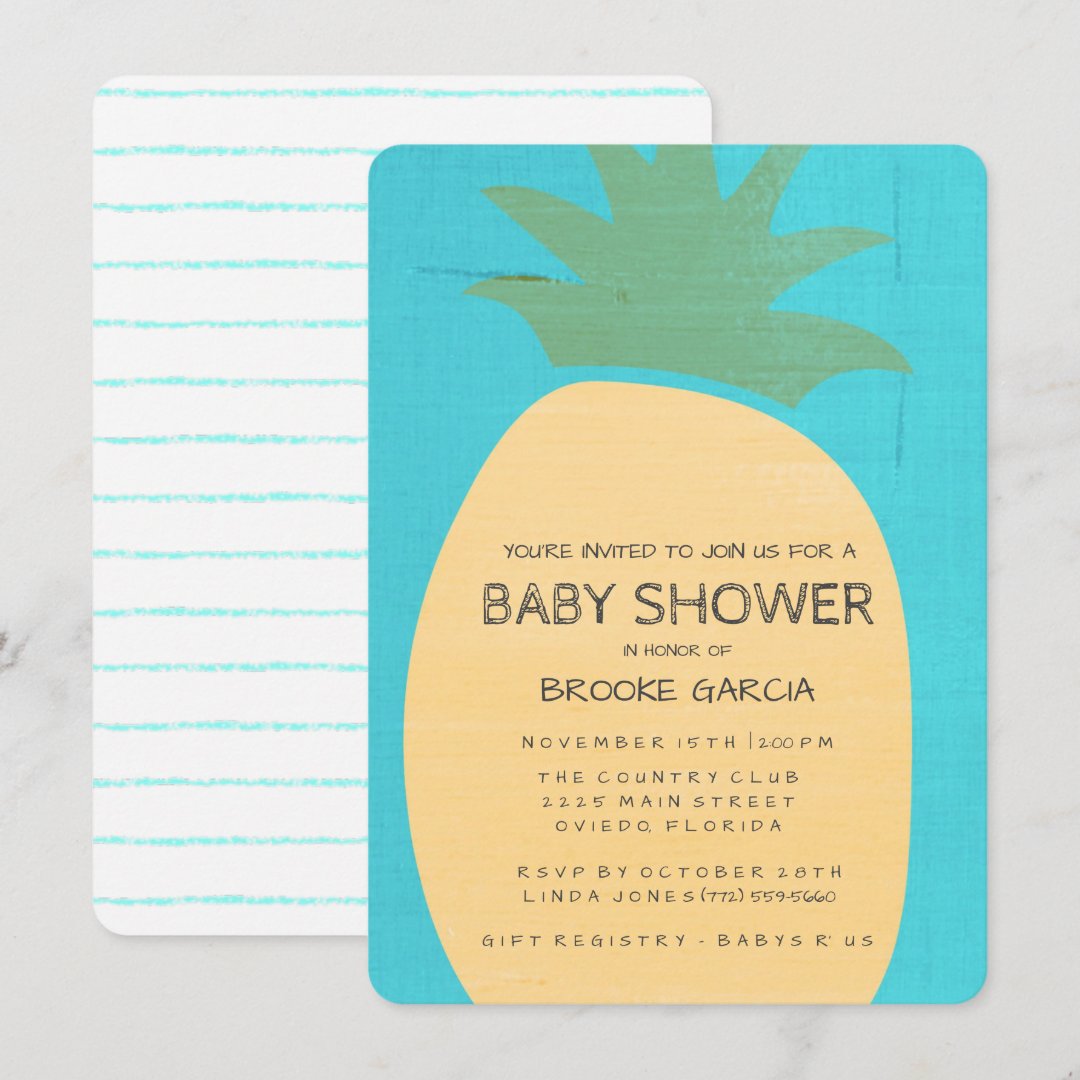 Tropical Blue Pineapple Baby Shower Invite Zazzle