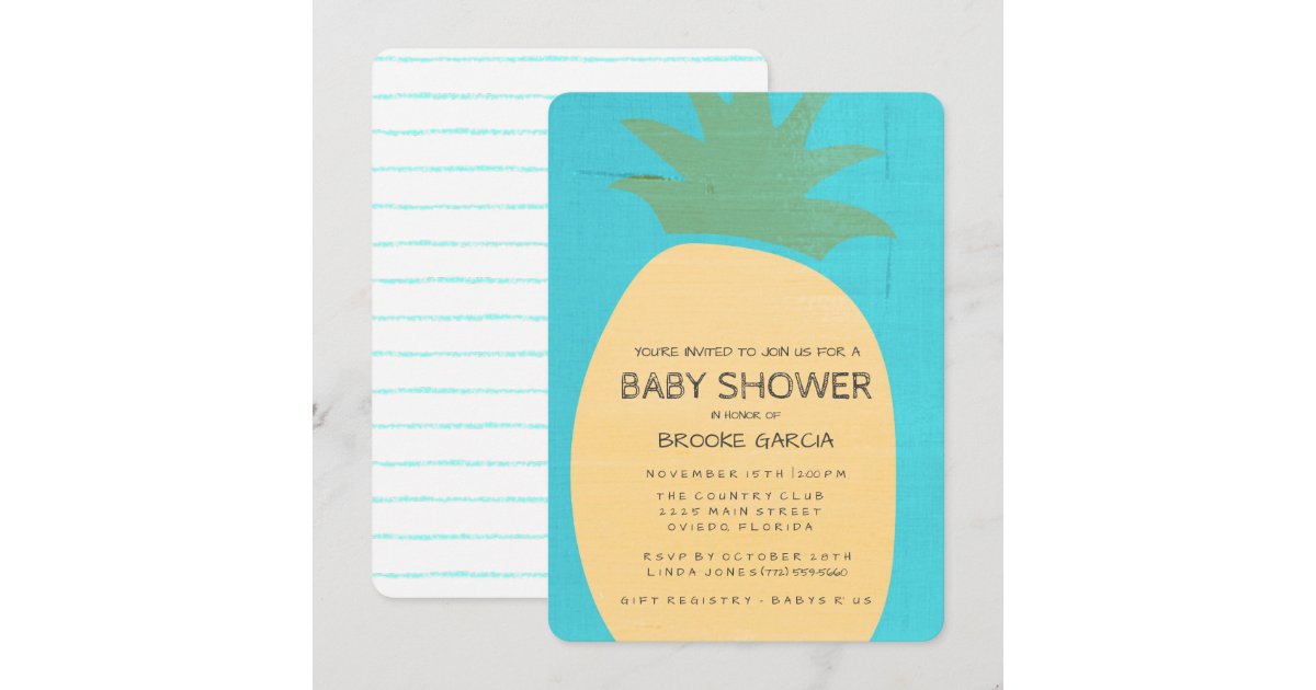 Tropical Blue Pineapple Baby Shower Invite Zazzle