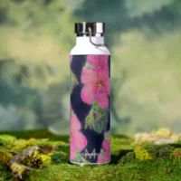 Insulated Water Bottle 24oz Hibiscus Blue Pink