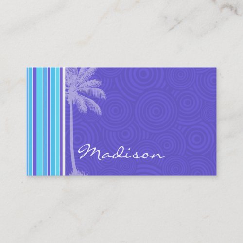 Tropical Blue &amp; Purple Stripes; Striped Business Card Template