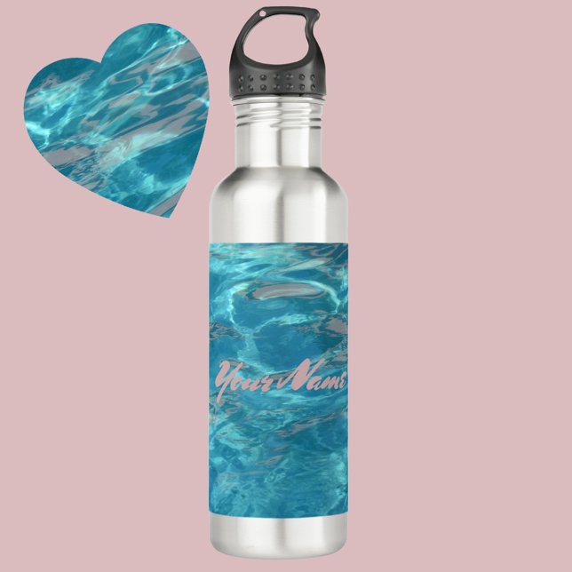 Tropical Blue Rippling Water Personalized Stainless Steel Water Bottle (Creator Uploaded)