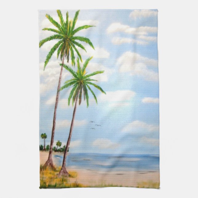 Tropical Blue Sky Kitchen Towel (Vertical)