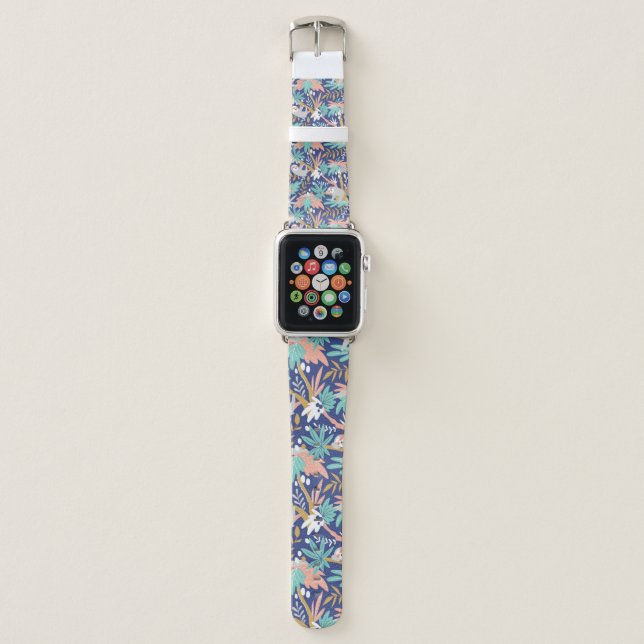 Tropical Blue Sloth Pattern Apple Watch Band (Front)