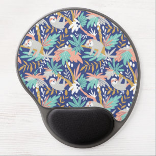 Tropical Blue Sloth Pattern Gel Mouse Pad