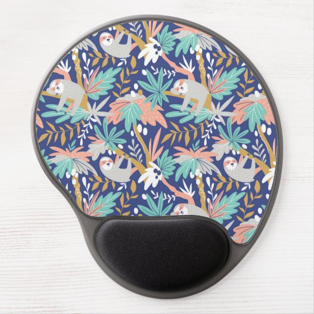 Tropical Blue Sloth Pattern Gel Mouse Pad (Front)