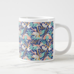 Tropical Blue Sloth Pattern Giant Coffee Mug