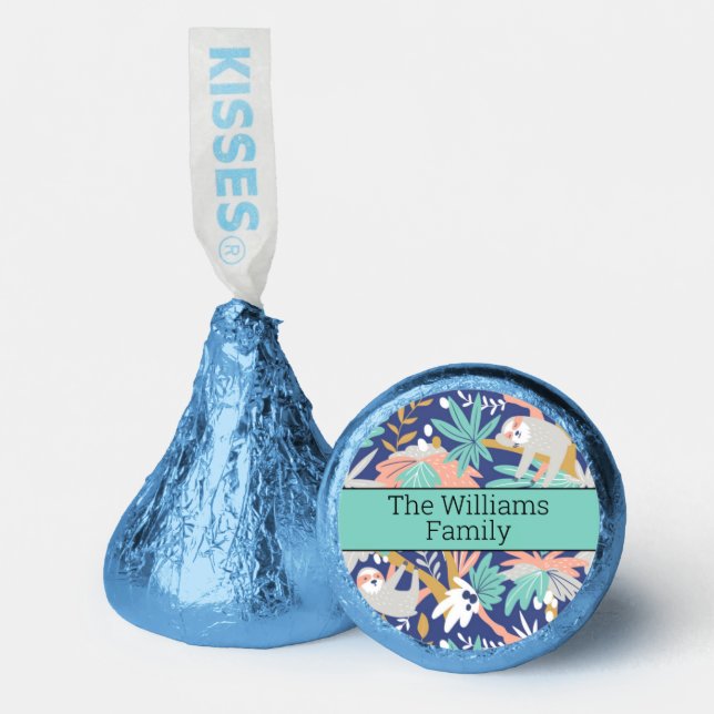 Tropical Blue Sloth Pattern Hershey®'s Kisses® (Front)