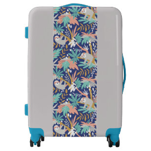 Tropical Blue Sloth Pattern Luggage