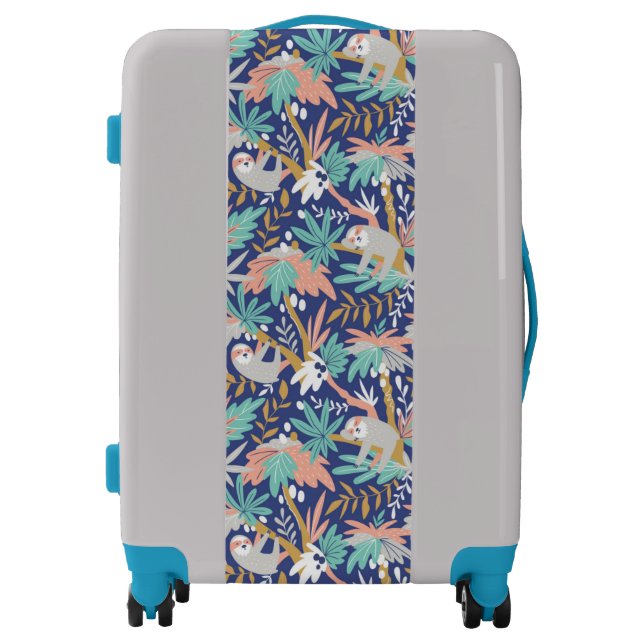 Tropical Blue Sloth Pattern Luggage (Front)