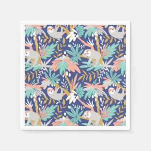 Tropical Blue Sloth Pattern Napkins