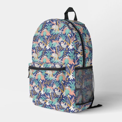 Tropical Blue Sloth Pattern Printed Backpack